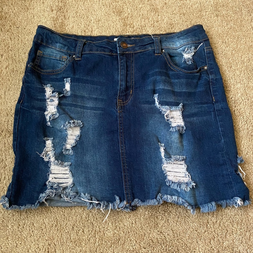 Forever 21 Distressed Jean Skirt